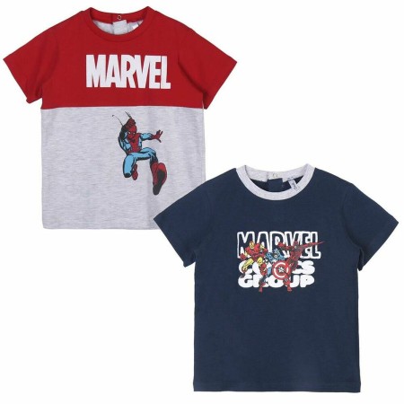 Maglia a Maniche Corte per Bambini Marvel 2 Unità Grigio