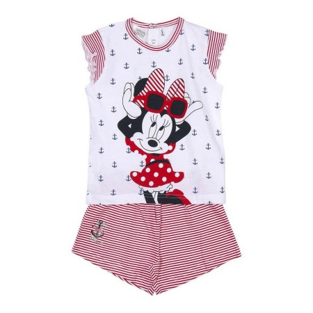 Pigiama Estivo Minnie Mouse Bianco Rosso