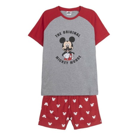 Pigiama Estivo Mickey Mouse Uomo Rosso Grigio (Adulti)