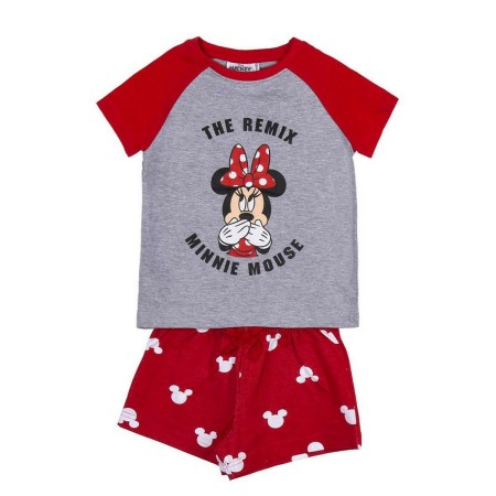 Pigiama Estivo Minnie Mouse Rosso Grigio