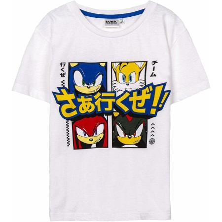 Maglia a Maniche Corte per Bambini Sonic Bianco