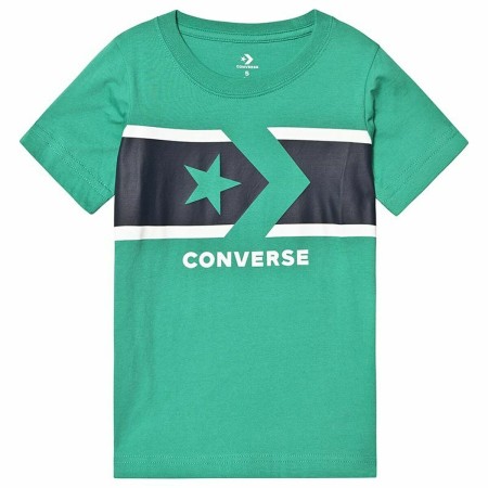 Maglia a Maniche Corte per Bambini Converse Stripe Star Chevron Verde